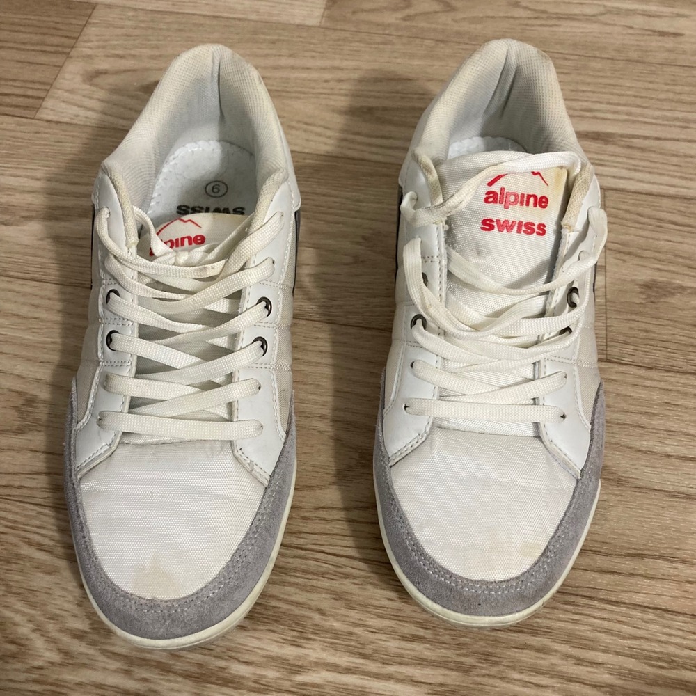Alpine Swiss Stefan Sneaker Mens 9 White  Low Top Lace Up Casual Shoes